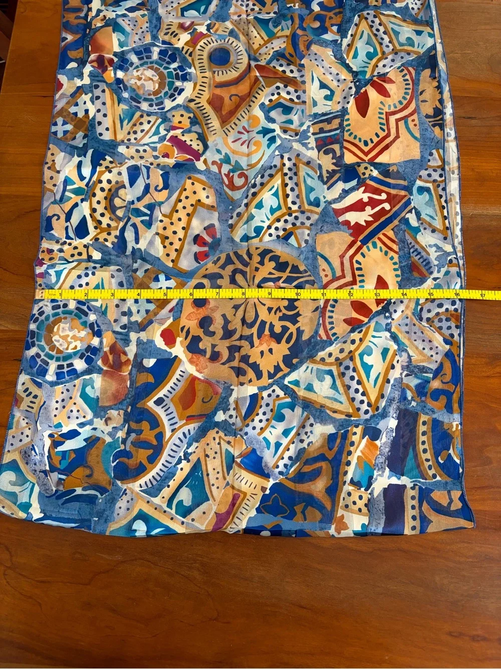 Brochier Soieres Silk Geometric Design Scarf in Blue and Gold